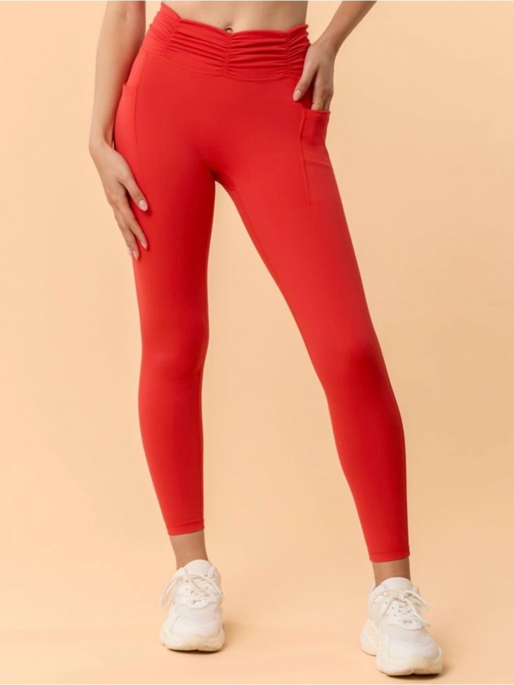 Blogilates Women Ruched Waist Leggings, Sz 2X